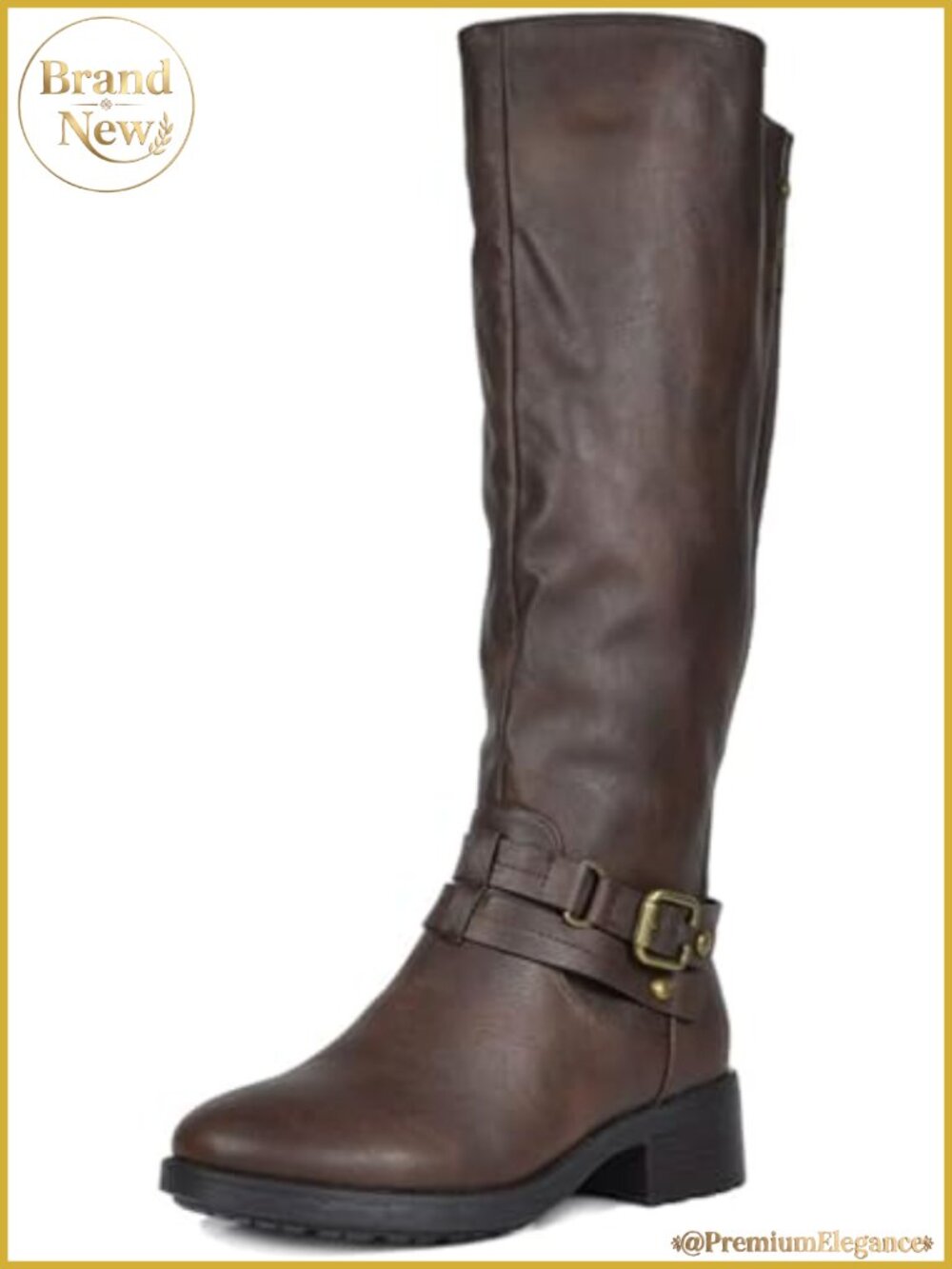 Women's Knee High Faux Leather Riding Boots Pointed Toe Equestrian